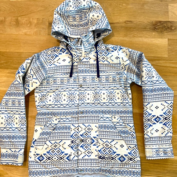 Burton Jackets & Blazers - Burton dryride Ginger pixilated fair isle snowflake hooded snowboarding jacket